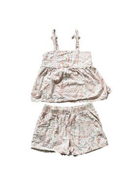 Rewash Girls 2 Piece Summer Short Outfit-Pink/White Floral-Size L-GUC